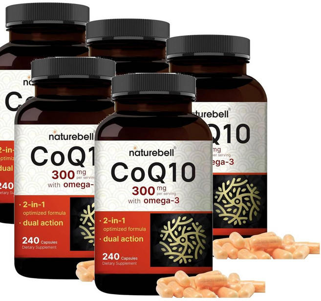 네이처벨 코큐텐 유비퀴논 300mg 위드 오메가3 캡슐 NatureBell CoQ10, 240정, 5개