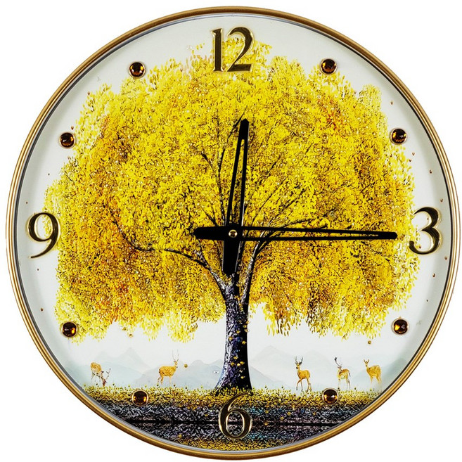 황금 돈나무 그림 저소음 대형 벽걸이 시계 부자되는 풍수지리 인테리어