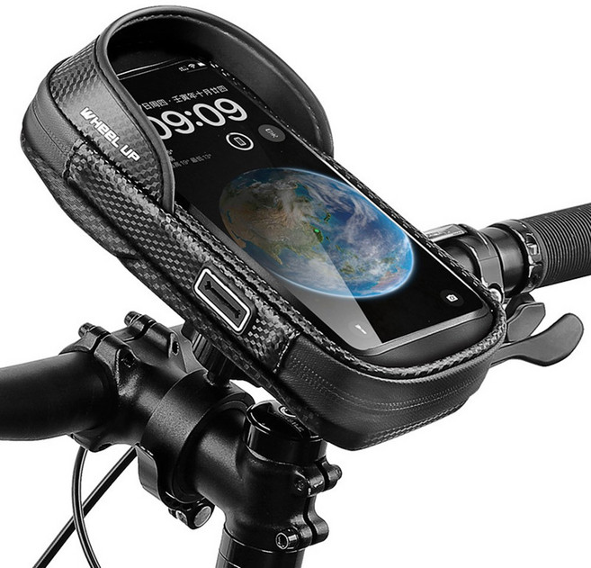 런레이더 자전거 핸들 방수가방 스마트폰 거치대 LXCB-, 블랙, 1개