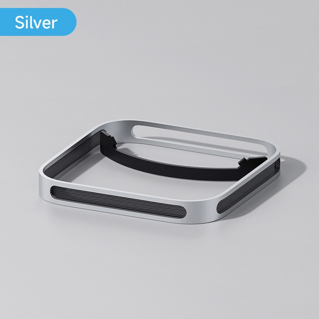 [호환] Hagibis 맥 미니용 데스크탑 스탠드 방진 베이스 방열 브래킷 알루미늄 합금 냉각 거치대 독 M4 M4 프로 2024, 1)실버