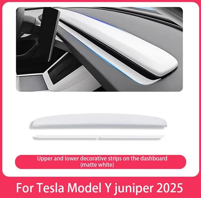 Tesla Mode Y Juniper 2025 대시보드 및 도어 장식 센터 콘솔 스트립용 인테리어 트림, 08 Matte white  2PCS