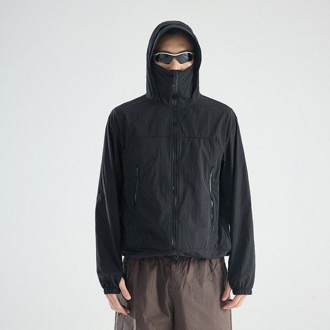 UPF50+防曬衣男士薄款涼感外套夏季連帽遮陽戶外透氣防曬服工作服, XL 建議體重150-165斤