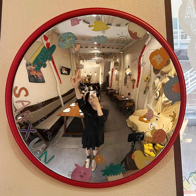 실내 볼록거울 거울셀카 카페 포토존 오목거울 인테리어 반사경 가정용, 30cm 와이드앵글+12색상마커-히트작, 1개