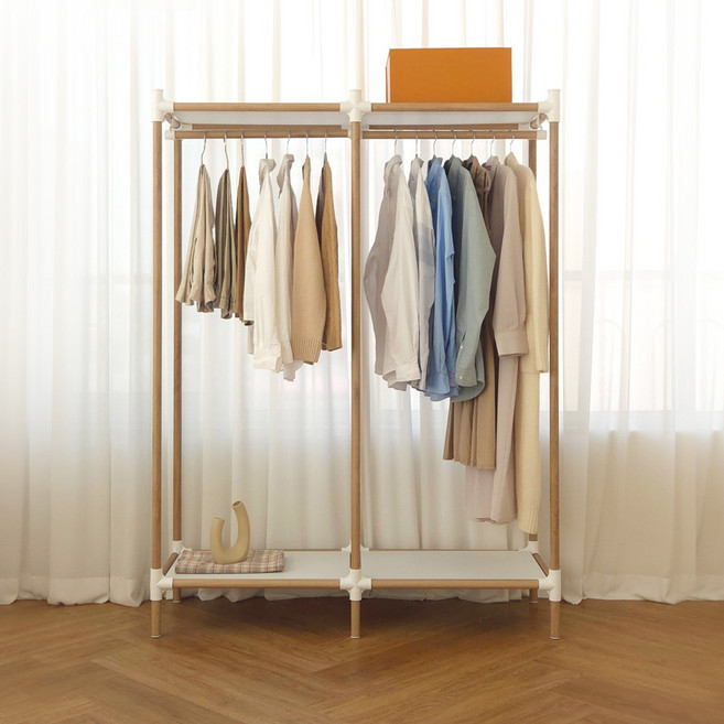 네이프 철제 스탠드 시스템행거 드레스룸 수납 선반 2단 3단 옷장, 큐브 클로젯 2단