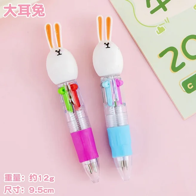 2 개/몫 귀여운 만화 4 색 미니 볼펜 Kawaii 토끼 Capybara 여러 가지 빛깔의 오일 펜 학교 학생 문구 선물, 09 Big eared rabbit
