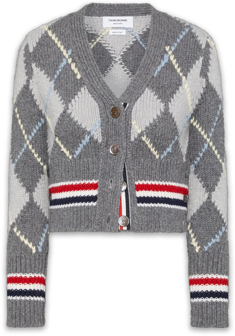톰 브라운 아가일 인타르시아 메리노 울 가디건