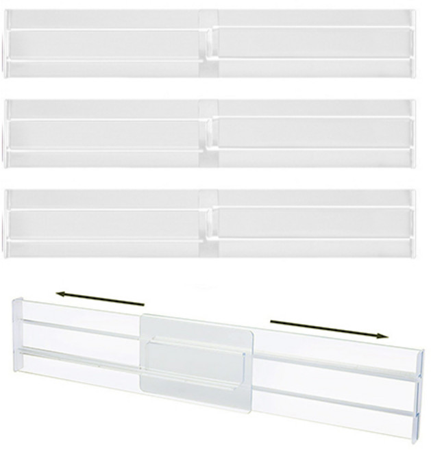 YGG 길이조절 서랍칸막이 대형, 3개, 투명