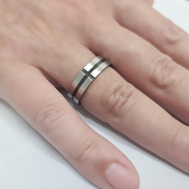 R229 십자가반지 스틸 커플링 남녀공용 크로스라인 엔틱남자패션반지