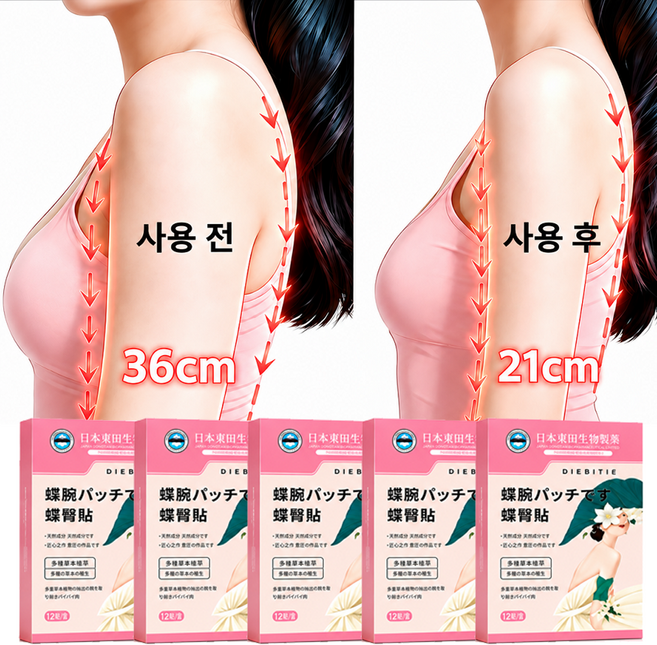 팔뚝 슬리밍 패치 쑥 팔 패치 12매 천연 허브 성분 다이어트 팔뚝 살 관리 마사지 패치 부직포, 5개, 12개입