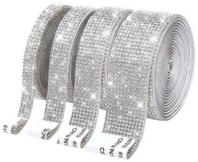 다이아몬드 큐빅 스티커 롤, 실버 6줄