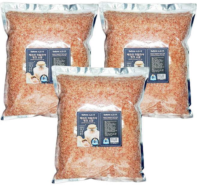 케와라 히말라야 핑크 소금(굵은 입자), 5kg, 3개