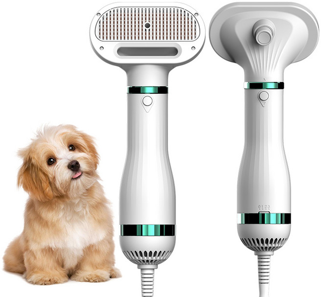 LA DERIVE 반려동물 저소음 드라이어 강아지&고양이겸용 건조+빗질 2in1 털드라이빗 3단 강도 조절 반려동물 펫드라이기 빗드라이기 저소음 비숑 포메라니안 말티스, 화이트, 1개