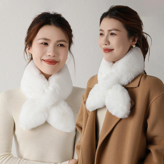1+1 에코래빗 퍼머플러 밍크목도리 겨울 방한 골프 여성 머플러