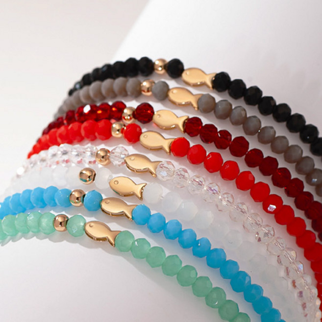 하이델로 14K 물고기 행운 금볼 팔찌