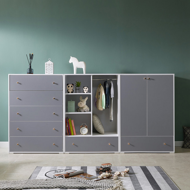 해해동동 LPM(EO) 아티 2400 서랍 옷장세트 5단서랍장, 그레이