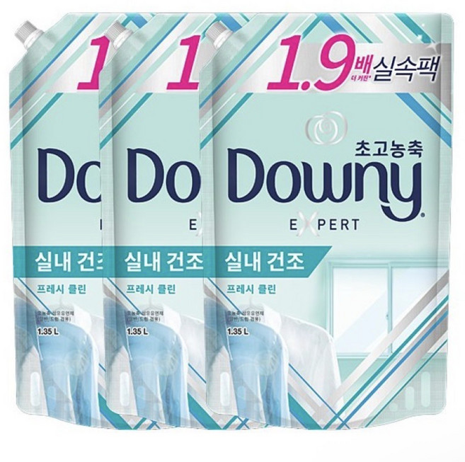 다우니 실내건조 프레시 클린 1.35Lx2개 섬유유연제, 1.35L, 3개