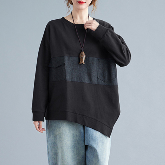 봄가을 블라우스 티셔츠 로우언발T