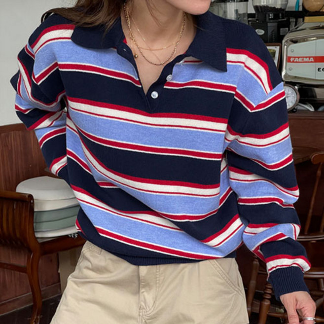 [난닝구]부딘드 스트라이프카라니트