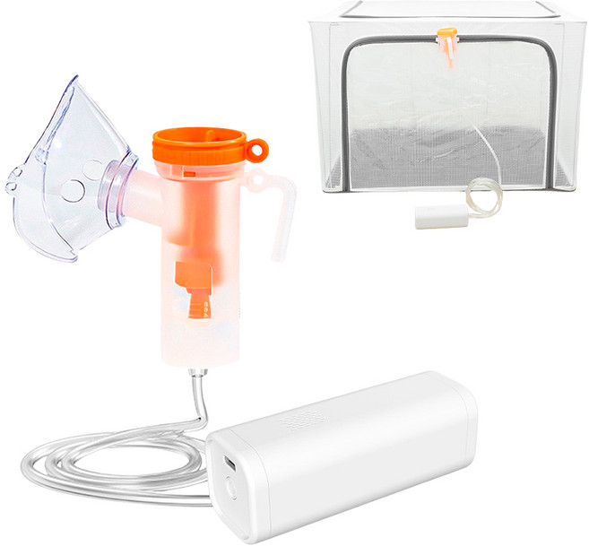 큐브넵 강아지 고양이 동물용 접이식 네블라이저방 세트 108L(특대형), 1세트, 108L