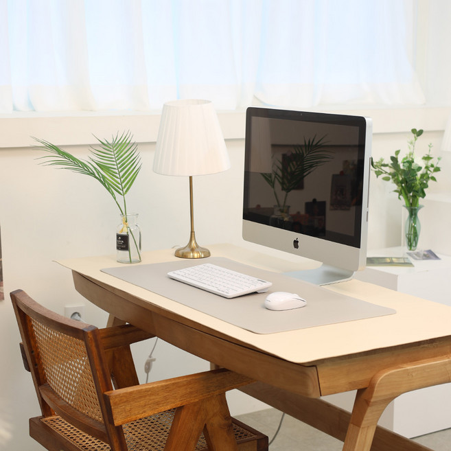 데스크매트 M L XL 테이블 책상 대형 논슬립 가죽 패드, 그레이