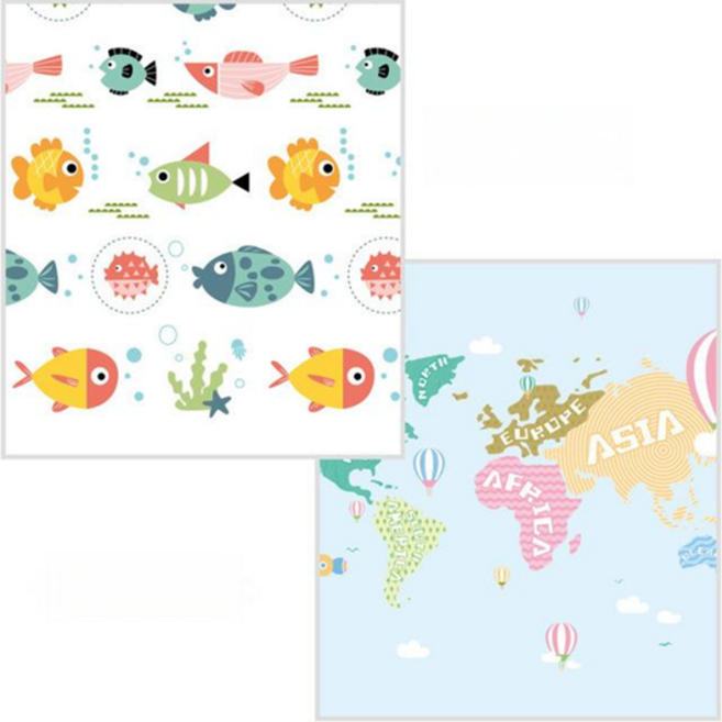 AQWA 嬰兒雙面卡通折疊墊, 好多魚 世界地圖, 1個