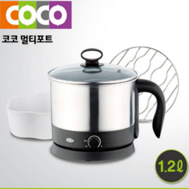 키친플라워 온도조절 찜판포함 여행용 휴대용 라면 미니 커피 멀티 포트 포터 쿠커 찜기 무선 라면끓이는기계