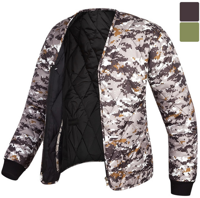 모니즈 브이넥 모자이크 깔깔이 점퍼 KKA012