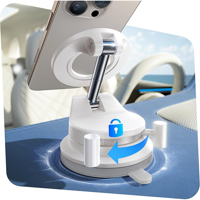 Lisen 이지스냅 차량용 진공흡착식 대시보드 맥세이프 거치대, 화이트, 1개