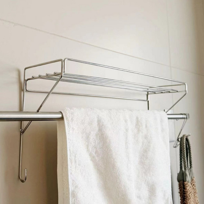 디오티 화장실 수건걸이 무타공 선반 욕실 거치대, 1개, 스테인리스 스틸