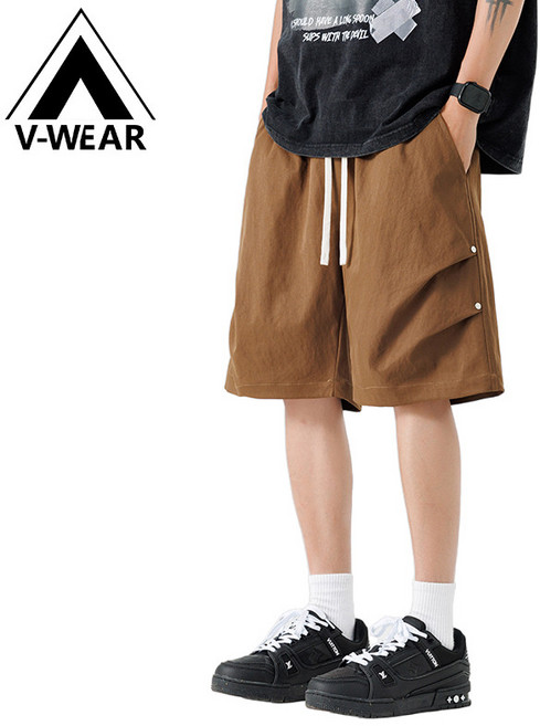 V-WEAR 涼感休閒短褲 男款寬鬆五分褲 大尺碼M-4XL 附抽繩口袋