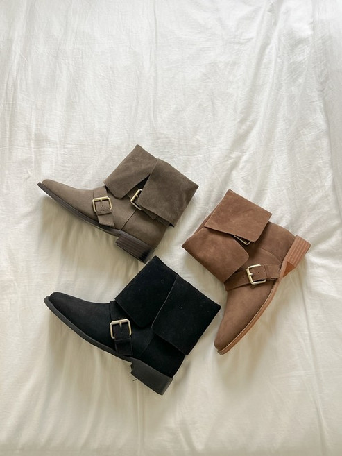 (2025 가을신상 사뿐 하게) 데일리 유니크 스웨이드 벨트 미들.롱부츠 3cm(3coler)