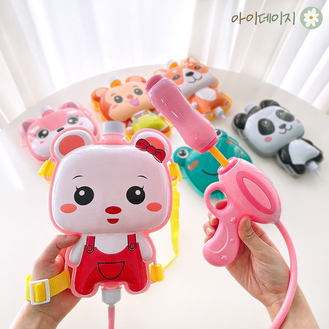 애니멀 어린이 배낭 물총 놀이 아기 유아 백팩 가방 물놀이 장난감, 1개, 곰돌이