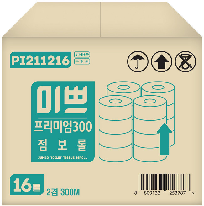 팜파스 미쁘 프리미엄 점보롤, 1박스, 16롤, 300m