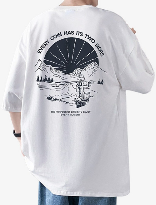 모던바이브 남자 오버핏 프린팅 반팔 티셔츠