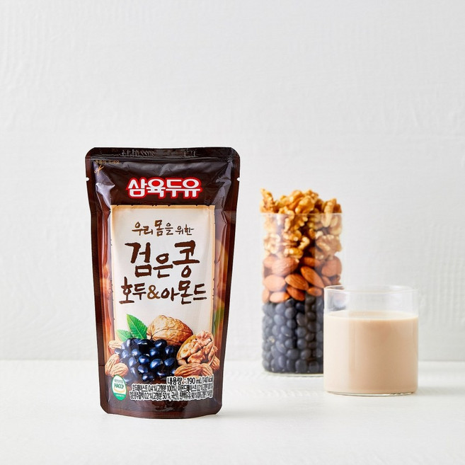 삼육두유 검은콩호두&아몬드 파우치, 190ml, 135개