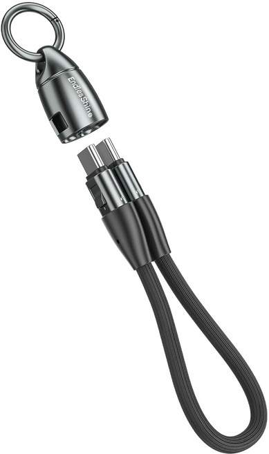 EndlesShine 짧은 USB C 케이블 PD 240W1팩 6인치 키체인 케이블폰 랜야드 USB-C to Type-C 케이블고속 충전 케이블Phone 171615 삼성 갤럭시, 1 Pack 15CM, 실버