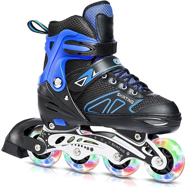 복나이트 롤러스케이트 풀 플래시 싱글 로우 인라인스케이트, S(27-31), 블루, 1개