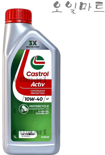 오일마트 castrol 캐스트롤 액티브 4T 10W40 1리터 4행정 오토바이 엔진오일, 1개