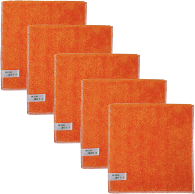 필하이 세제가 필요없는 대나무셀 다용도 행주 수세미 오렌지 5p, 5개