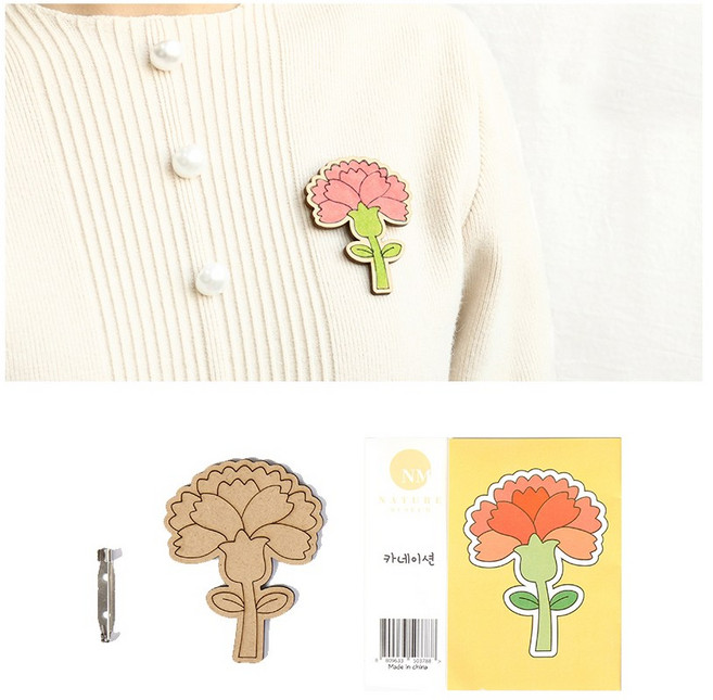 민화샵 카네이션 나무 브로치 색칠 만들기 세트