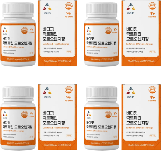 가벼운 관리 바디핏락토페린모로오렌지 600mgx60정, 60회분, 4개