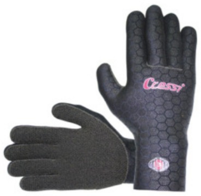 CRESSI 크레씨 캐블라 3mm 5mm 글러브 스킨 스쿠버 프리 다이빙 스노쿨링 해루질 겨울 장갑, 블랙