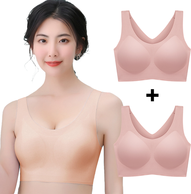 1+1 2장세트 에어핏 심리스 브라탑 노와이어 | 여름 속옷 대용량 슬림 고정컵 여자 러닝