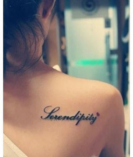 英文心電圖serendipity緣分 X-230/K26【WAWA TATTOO】防水紋身貼紙微刺青貼紙, 1個