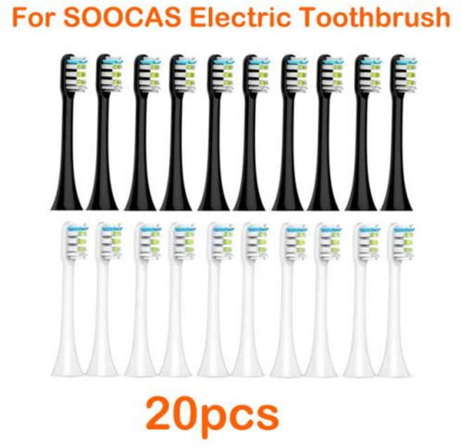 샤오미 SOOCAS 교체 브러시 부드러운 강모 전동 딥 클린 듀폰 밀봉 X3 X5 V1 X3U, 1개, 7) 10white 10black