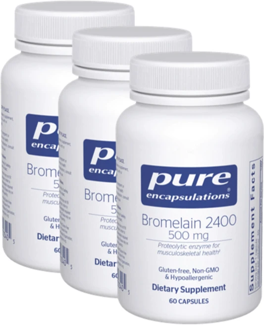 Pure Encapsulations 퓨어 인캡슐레이션 브로멜라인 2400 500mg 소프트젤 캡슐 60개입 3팩, 3개, 60정 - 쿠팡