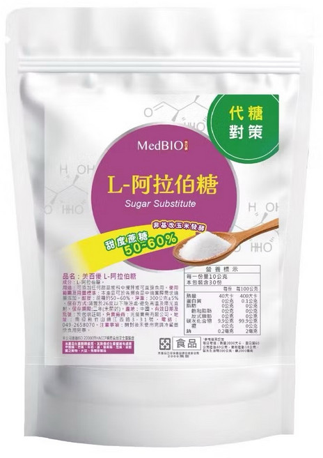 美百優 L-阿拉伯糖 健康代糖 無漂白 非基改, 300g, 1個