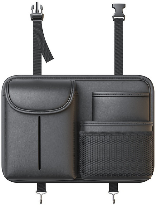 클로버 테크 차량용 뒷좌석 다용도 수납함, 블랙, 1개