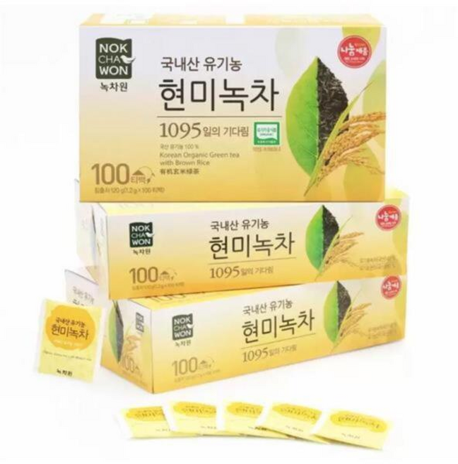 녹차원 유기농 현미녹차 1.2g x 100티백 3, 100개입, 6개