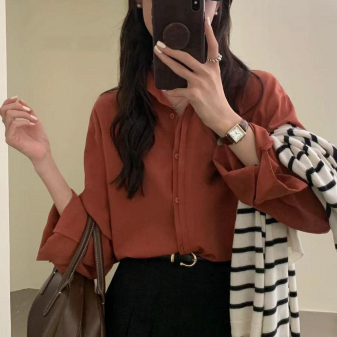 [#자체제작]여성 데일리 에센셜 심플 블라우스